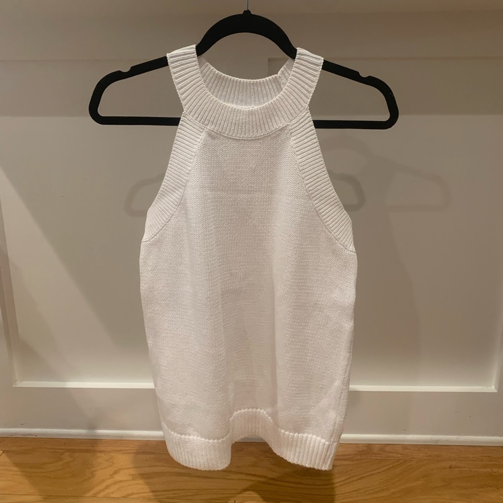 White High Neck Sweater Tank
